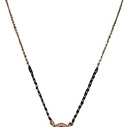 Rose Gold-Plated Oval Pendant Mangalsutra for Women | Black Bead Chain with CZ Stone | Traditional Daily Necklace-image-33