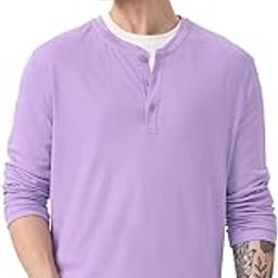 The Souled Store Solids: Light Lavender Men and Boys Cotton Supima Full Sleeve Henley T-Shirts-image-29
