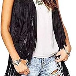 Tassels Fringe Sleeveless Suede Vest Cardigan Waistcoat Jacket Outwear Tops-image-32