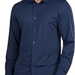 Men Navy Blue Solid Slim Fit Polyester Shirt-picture-9