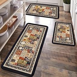 VELUZA Anti Fatigue Kitchen Rug Sets (3 Piece) Non Slip Kitchen Mats for Floor Cushioned Kitchen Rugs and Mats Waterproof Comfort Standing Mat Runner for Kitchen,Home (Multicolor)-image-27