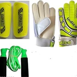 Football Goalkeeper Gloves INDICO Prestige Combo Pack of 3 Items Gloves, Rope and SHIN PAD SHI Guard-image-38