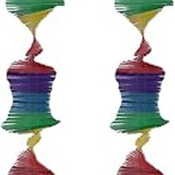 UJEAVETTE 2Pc Rainbow Color Spiral Wind Twister Garden Park Tent Charm Hanging Spinner-image-29