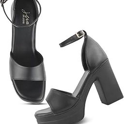 Women’s Platform Block Heels with Adjustable Ankle Strap | Stylish & Comfortable Heeled Sandals for Parties & Occasions-image-1