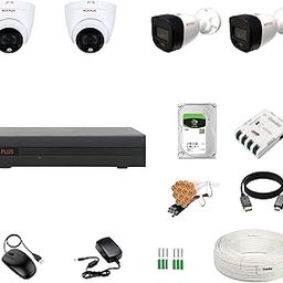 4CH DVR + 5MP (Guard+) 2 Dome & 2 Bullet Cameras with 24/7 Colorful Imaging (Day/Night Color Vision) + 1TB HDD + Copper Cable Roll (1+3) + CLOCITE 4CH SMPS + BNC & DC Full Combo Kit-2