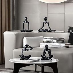 4pcs Decorative Abstract Thinker Men Statue showpiece Set | Home Decor Items|Premium PVC Modern Art showpiece for Home Decor Living Room Bedroom Bookshelf Desktop Table Office Gift (Black)-29