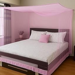Shree Kriday Square Hanging Mosquito Net for King Size Bed, Fine Mesh with Easy Setup, (8x8, Pink)-image-24