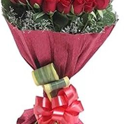 Multicolour Valentine's Special Fresh Flower Bouquet of 50 Red Roses in Paper Wrapping-image-80