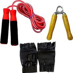 Body Maxx Combo Pack Gym Gloves, Skipping Rope Bearing, Hnad Gripper 1 Pcs-24