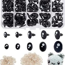 PH PandaHall 200pcs 5 Sizes Kawaii Safety Eyes, Oval Resin Craft Doll Eyes Black Stuffed Toy Eyes with Washers for Amigurumi, Doll, Puppet, Teddy Bear, Crochet Toy, Plush Animal Making-image-58