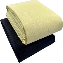 Mens Cotton Blend Premium Linen Customizable Length Dress Material Shirt And Trouser Fabric 2.25M Shirt Cloth, 1.20M Pant Piece (Yellow Shirt, Navy Blue Trouser)-image-56
