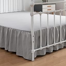 Bed Skirt King Size Ruffled Bed Skirts with Split Corners, 16 Inch Drop Dust Ruffle Bed Skirt with Platform, Light Gray, King - 16" Drop-4