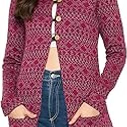 Women Self Designed V Neck Full Sleeve Cape-AJK-99-Fuchsia-image-73