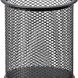 GLUN® Cylendrical Black Mesh Metal Desk Pen, Pencil and Other Stationery Organiser Holder, Use at Office, School and Home Pack of 1-16