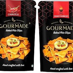 Gourmade Soulful Snacking Pita Chips Chipotle and Barbeque Smoky | Baked Pita Bread Chips | Pita Chips Baked, 250g(each Pack 125g) |Dip Starter Chips Snack|Mediterrianean Pita Bread Chips|Nachos & Tortillas-image-81