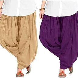 Woman's Plain Cotton SEMI Patiala Salwar Combo of 2 || Patiala || Cotton Patiala || Combo Patiala S || Patiala Pants ||Free Size || Multicolor-image-30