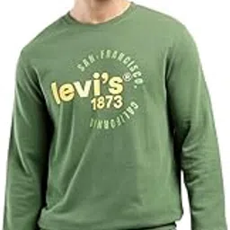 levi's Men's Solid Green Crew Neck Sweatshirt-picture-15
