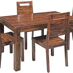 Kunjal Furniture Solid Sheesham Wood Wooden 4 Seater Dining Table for Dining Room & Home|Chair with Cream CushionSpace-Saving and Versatile Dining Table(Honey Finish)-image-71