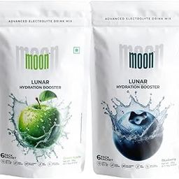 Moon Lunar Green Apple and Lunar Blueberry Combo Hydration Booster | Drink Mix With Enriching Nutrients | Low Sugar Energy Drink Mix | 100% Natural & Healthy | Instant Electrolyte Replacement 96g-21