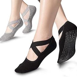 PROBEROS® Cotton Yoga Socks Sport Fitness Half Toe Ankle Grip Gym No-Slip Socks for Pilates, Barre, Ballet, Barefoot Workout-image-19
