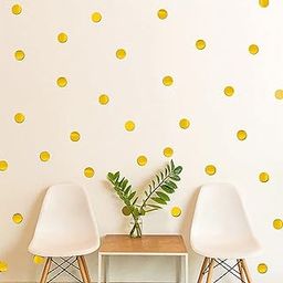 Asmi Collections Beautiful Self Adhesive Acrylic Gold Mirror 100 Circular Dots Wall Stickers (3x3 Cm) (Golden)-image-18