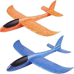 FunBlast Airplane Toy (Pack of 2) - 17.5 Large Throwing Foam Plane, Aeroplane Gliders, Flying Aircraft, Gifts Toy for Kids 3 4 5 6 7 Year Old Boy/Girls, Multicolor-0