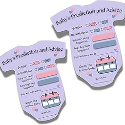 The Decor Cycle, Pack of 20, Baby Shower Decoration Items Gift Cards for Games Wishes Name Suggestion cards, Shape Cut, 5 X 4.5 Inches, Purple-11