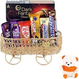 SFU E Com Chocolate Gift Combo For Your Loved Once | Valentine Love Teddy Bear With Chocolate Combo | Valentine Chocolate Hamper | 665-75