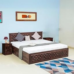 SONA ART & CRAFTS Niwar Sheesham Wood King Size Bed with Storage Box | Solid Wooden King Size Cot with Storage | Double Bed with Box for Home - Walnut Finish (Assembly Included)-picture-10