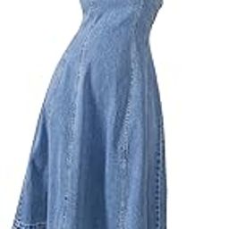 Women's Denim Dress with Shoulder Straps-image-36