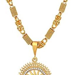 Stylish Mens Jewellery Golden Chain For Men AD Sun Gold Plated Chain Locket Pendant Chians For Mens Boys Gold Plated Chain Locket Pendant-image-24