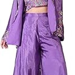 Lehenga Koti For Womens And Girls Ready To Wear Hevay Chinon Fabric With Multicolour embroidery thred Work Blouse With Palazzo purple-picture-56