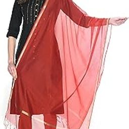 Women's Golden Border Red Colour Chanderi Cotton Regular Dupattas/Chunnis-picture-45