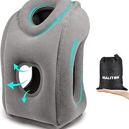 Maliton Inflatable Travel Pillow for Airplane Comfortable Sleeping to Relieve Neck and Shoulder Pain, Support Head Inflatable Pillow for Long Flights, Used for Airplanes, Cars, Trains(Dark Grey)-picture-9