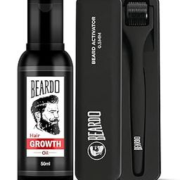 Beardo Beard Booster Combo | Beard Activator Advance Derma Roller for Men with 540 Chromium needles 0.5 mm | Beard and Hair Growth Oil - 50 ml for faster beard growth and thicker looking beard-1