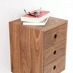 ODEJIA Bed Side nightstand Wooden Table with 3 Drawer, Bed Side Table for Living Room, Nesting Bed Side Table for Bedroom 3 Drawers Wall Mount-24