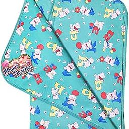 Mom's Darling Baby Bed Protector Waterproof Plastic Sheets, Urine Matress Protector Sheets, Baby Diaper Changing Sheets, Soft Foam Cushioned Sheets/0-12 Months/Pack of 1 piece/ABC Print/GREEN(L-61CM & W-46CM)-11