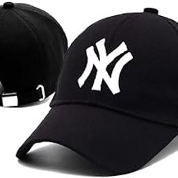 ADNOCK Cotton Unisex Black Baseball Caps with NY Logo, Adjustable Cap Pack of 1-image-48