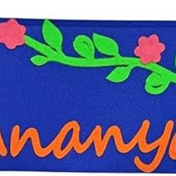 Decorative Felt Pencil Pouch with Floral Design, Blue with Orange Name Customization, Zipper Closure-image-82