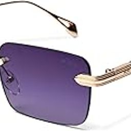 Matters S2 Rimless Sunglasses for Men & Women – UV Protected Blue Lens, Golden Metal Frame, Lightweight Fashion Eyewear-image-94