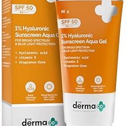 The Derma Co 1% Hyaluronic Sunscreen Aqua Gel SPF 50 PA++++ I For Oily, Dry, Acne-prone Skin | Ultra Lightweight Texture I Non-Greasy, No White Cast | Broad Spectrum Protection & Blue Light Protection | For Men & Women | 80 g-23