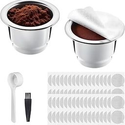 Supvox® 2Pcs Reusable Coffee Pod Capsules with Lid Films, Food Grade Stainless Steel Sealpods with Tiny Brush & Coffee Scoop, Ideal for Espresso and Lungo Brewing-picture-23