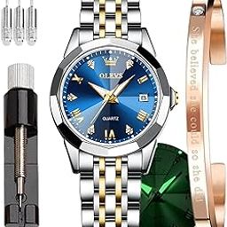 Women's Analog Watch Quartz Rose Gold Stainless Steel Strap Fashion Luxury Business Circular Calendar Simulated-image-6