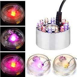 Tech-Uniuqe Aluminum Mist Maker Water Fountain Pond Fogger Air Humidifier Atomizer Mini Fog Machine with 12 Color Changing LED Lights-1