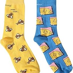 Pure Cotton Printed Socks for Men & Women | Unisex, Free Size, Crew Length Funky Socks | Odour Free, Breathable Quirky Socks | Pack of 2-image-96