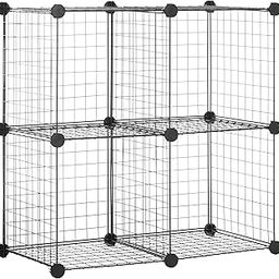 amazon basics Metallic Powder Coated 4 Cube Wire Storage Shelves (Black)-24