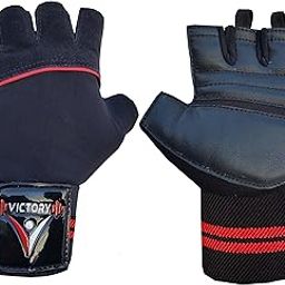 Victory Ninja - Fully Leather Gym Gloves for Men & Women with Wrist Support Gym & Fitness Gloves (Black) (Red)-image-68