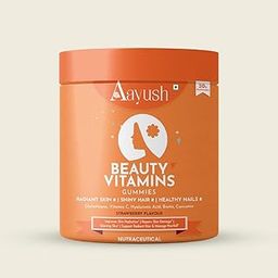 Aayush Beauty Gummies with 50mg Glutathione, Hyaluronic Acid, Sea Buckthorn Ext, Biotin and Vit C – Your Natural Solution for Radiant Skin, Stronger Hair, and Healthier Nails. Delicious strawberry flavor, Clinically Proven Ingredients, and nutrient-rich (90)-65