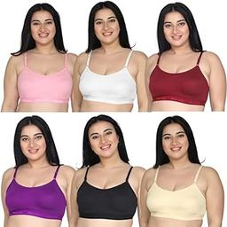 Multicolor Cotton Seamless Non Padded Full Coverage Non-Wired Women Pack of 6 Sports Bra Combo-1