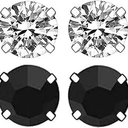 Set of 2 Pairs 5mm Black and Silver Crystal Magnetic Clip-On Earrings | No-Piercing Studs for Non-Pierced Ears | Unisex Jewelry for Women & Men-image-119